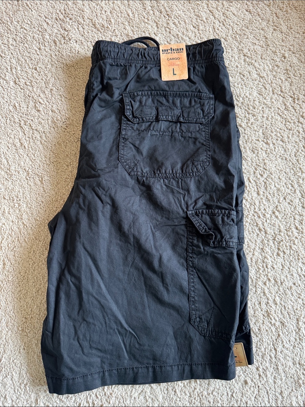 urban pipeline Black Flat Front Cargo Shorts